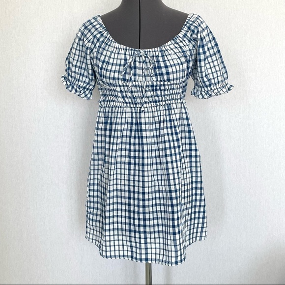 URBAN Outfitters Babydoll Gingham Print Mini Dress NWT - Picture 2 of 15